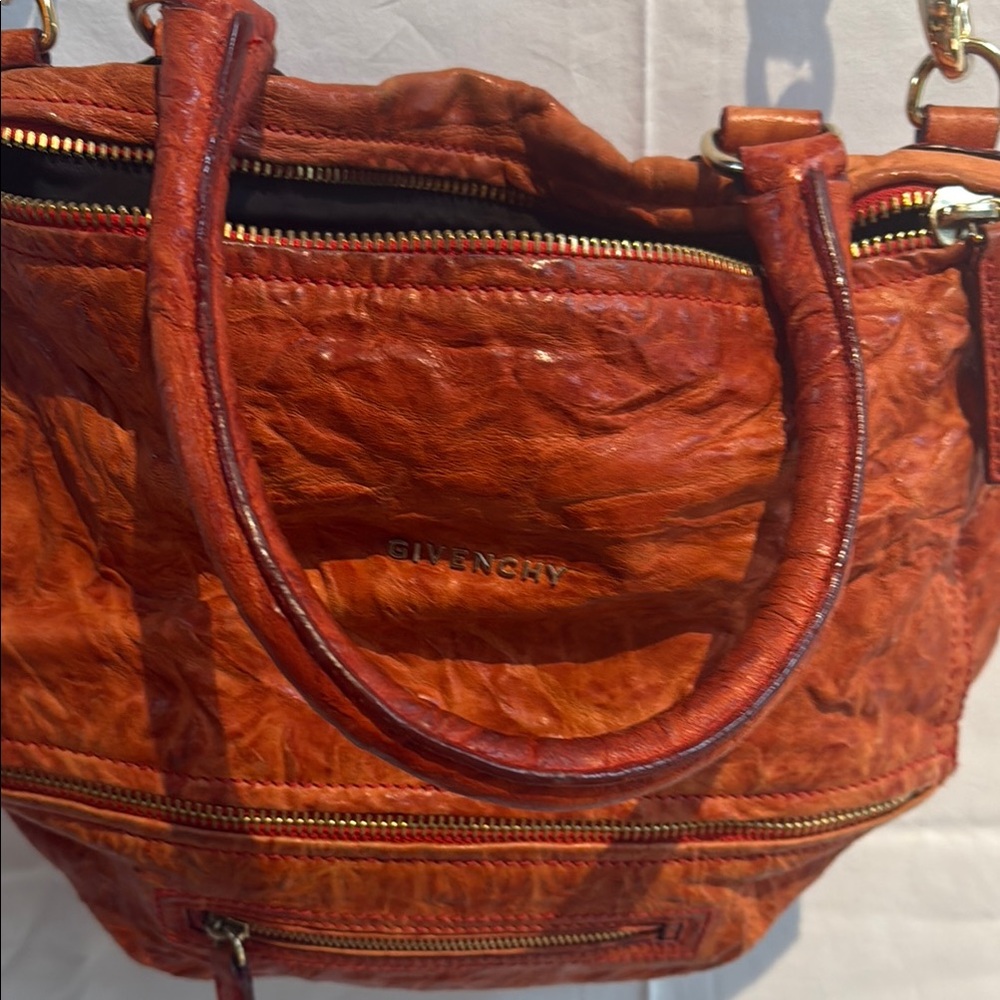 Givenchy Women's wrinkled Orange Leather Pandora Bag medium